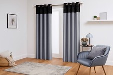 Curtains Crushed Velvet Top With Faux Silk Base - Eyelet Ring Top - Fully Lined