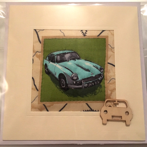 Hand made sewn blank card - hand,