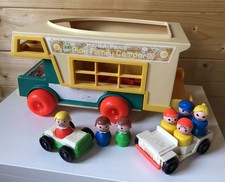 Fisher Price Little People+FAMILY CAMPER Van VTG 1972 + accessories + Cars
