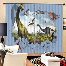 Clear Blue Dinosaur 3D Curtain