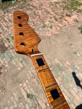 Jazz Bass style 20frets black block Inlay electric bass neck Roasted Flame Maple