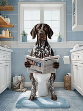 German Shorthaired Pointer on Toilet metal sign, Pointer sign, Pointer Plaque