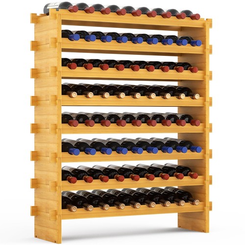 Bamboo wine rack stackable - wine,