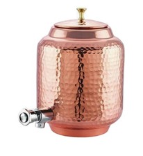 100% Pure Copper Water Dispenser (Matka) Hammered Container Pot 4 Litre