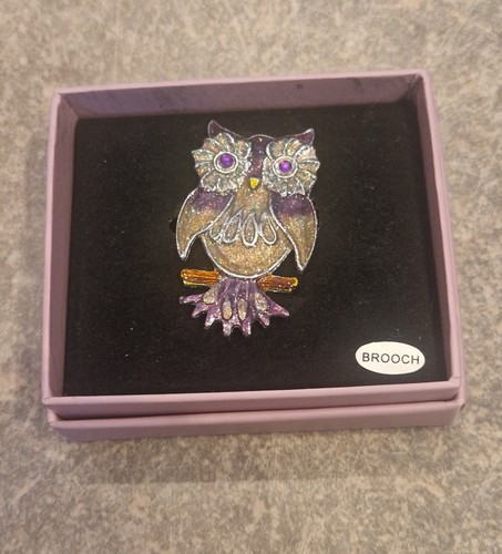 Owl brooch original box - owl,