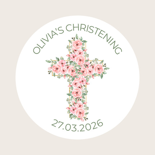 Personalised round christening - personalised,