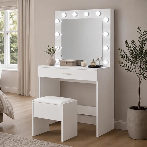 White dressing table with led - dressing,