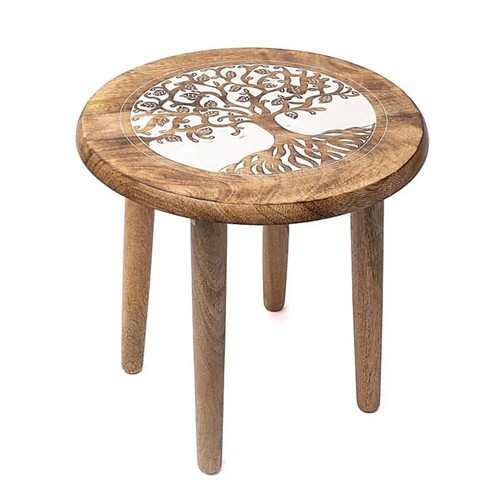 Side table white tree - side,
