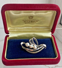 Vintage Mikimoto signed 'M' sterling silver akoya pearl brooch Large immaculate