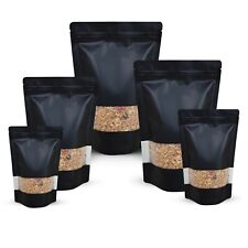 Window Black Matt Stand Up Pouches Mylar Resealable Heat Seal Matte Pouches