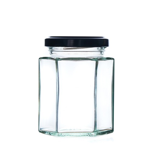 Hexagonal glass jam jars - hexagonal,