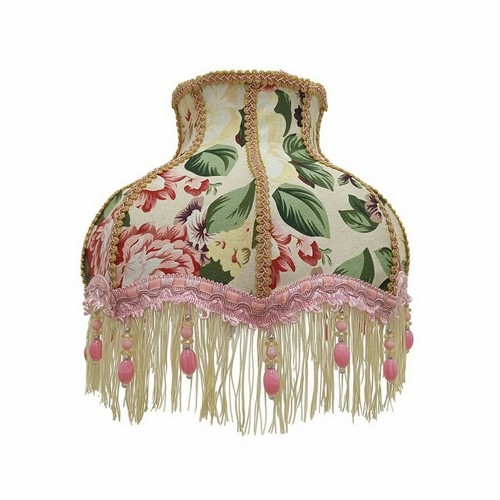 Floral lampshade with fringe - floral,