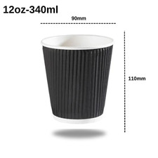 Black Disposable Coffee Cups Black Triple Wall Takeaway Cups 8oz, 12oz, 16oz