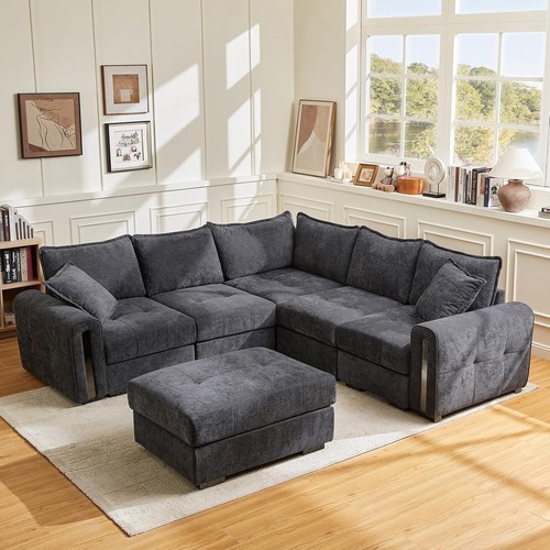 Seater corner sofa black - 5,