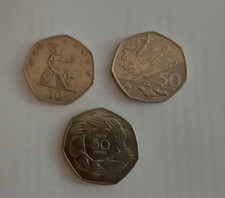 Old Style 50p coins Set of 3 First 50p D-Day Landing Ring of Hands EEC