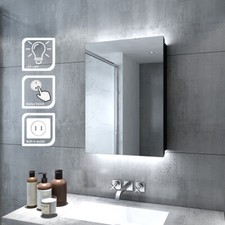 LED Bathroom Mirror Cabinet with Shaver Socket Illuminated Lights Button Switch