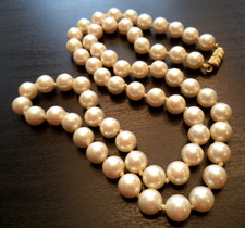 STUNNING VINTAGE ESTATE IND KNOT PEARL BEAD 22.5" NECKLACE! G12389