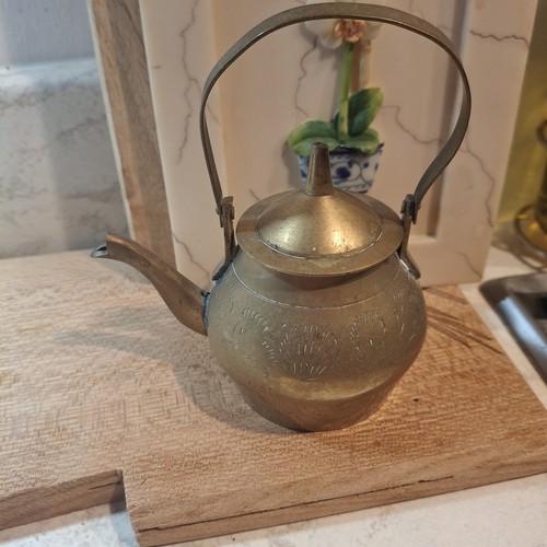 Vintage etched brass - etched, kettle