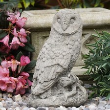 Reconstituted Limestone Barn Owl Statue | Vintage Bird Concrete Garden Ornament