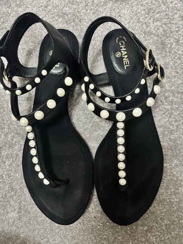 Chanel black sandals - black,