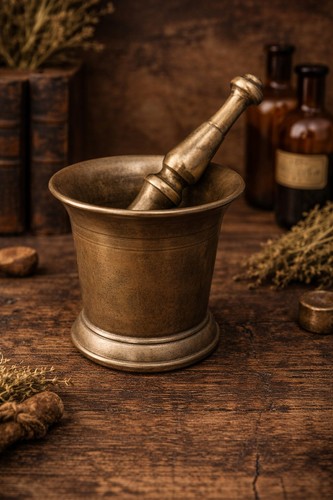 Antique bronze mortar - bronze, pestle