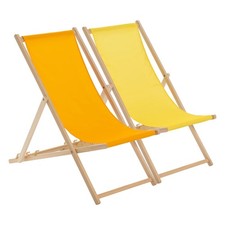 2x Folding Wooden Deck Chairs