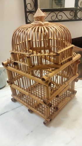 Vintage bamboo rattan bird - vintage,