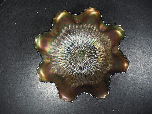 Carnival glass footed - carnival, bowl