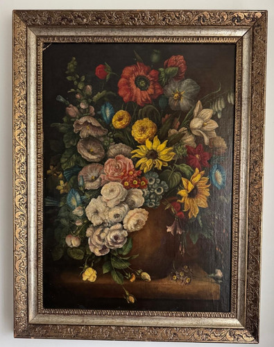 Large antique oil painting - oil,
