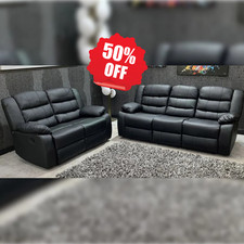 Leather Recliner Sofa Set with