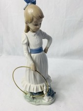 NAO 535 Girl with Hoop and Dog Figurine, 24 Cm Tall