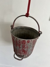 VINTAGE GALVANISED STEEL RED LONDON FIRE BUCKET