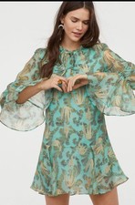 H&M CONSCIOUS EXCLUSIVE LYOCELL BLEND GREEN DROP WAIST DRESS UK12 BLOGGERSFAVE