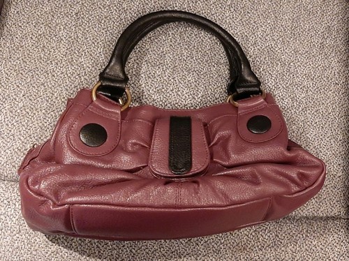 Dark red leather handbag - handbag,