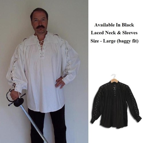 Black cotton shirt with laced - shirt,