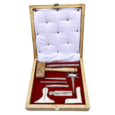 Masonic Working Tools Set Real Gold Plated Standard Full Size Natural Wooden Box