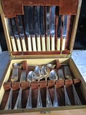 Vintage Faux Bone & Silver Plate Part Cutlery Set