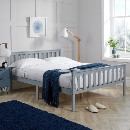 Grey small double bed 4ft - double, pine