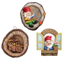 Unique Owl Reading Gnomes Tree Faces Hanging Decors for Outdoor Yard and Garden