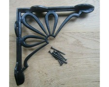 Rustic iron shelf brackets shelving vintage old wall mounting PAIR 8"