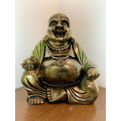 Gold resin buddha laughing - gold,