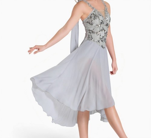 Grey sequin bodice chiffon - bodice,