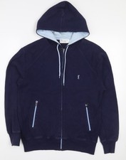 Yves Saint Laurent Navy Blue Full Zip Hoodie Small Cotton Sweatshirt