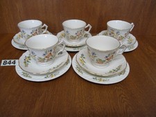 5 x 1st Quality Aynsley COTTAGE GARDEN Tea Trios - Plates Cups & Saucers