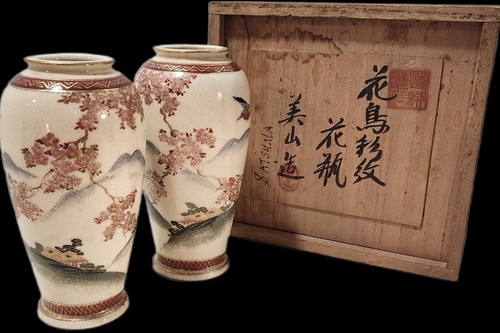 Pair satsuma vases - (2),
