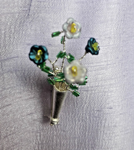 Posy brooch blue - blue, flower