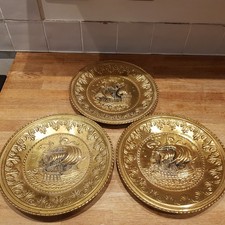 Set of 3 Vintage Brass Wall
