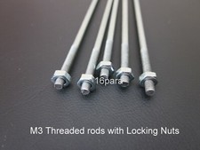 5 x 3mm Rods 200mm Long with Locking nuts for various projects Boats, Planes.