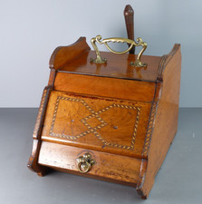 Vintage wooden coal scuttle - coal,