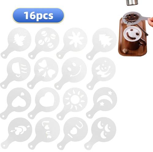 16pcs coffee barista stencils - coffee,